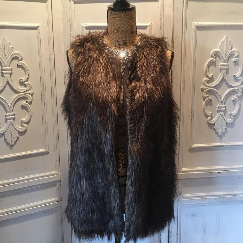 FAUX FUR LEATHER VEST